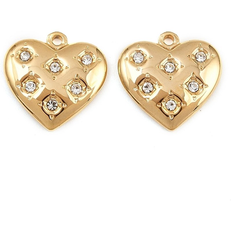 304 Stainless Steel Heart Pendant with 18K Gold Plating — Charms & Pendants