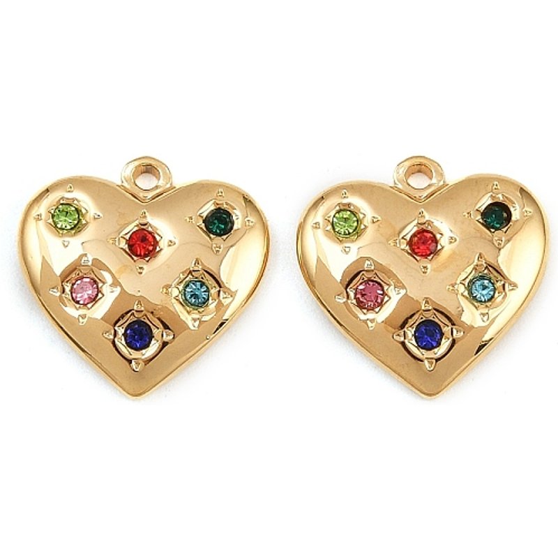 304 Stainless Steel Heart Pendant with 18K Gold Plating — Charms & Pendants
