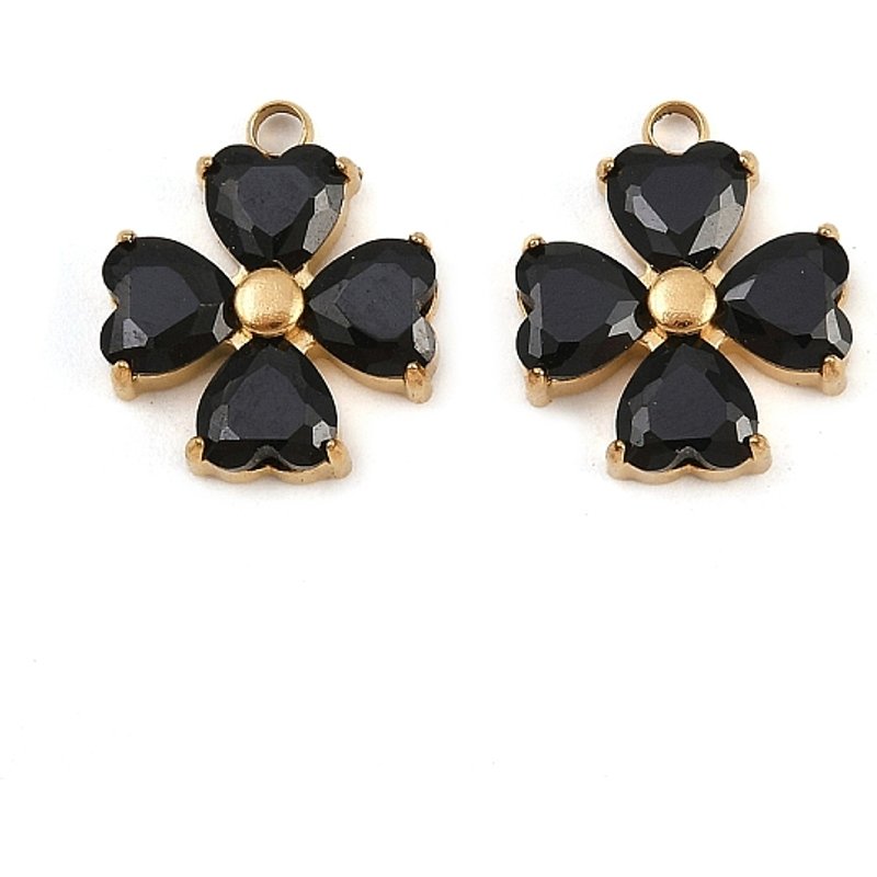 Charms Trèfle en Acier Inoxydable avec Plaquage en Or 18K — Breloques et pendentifs