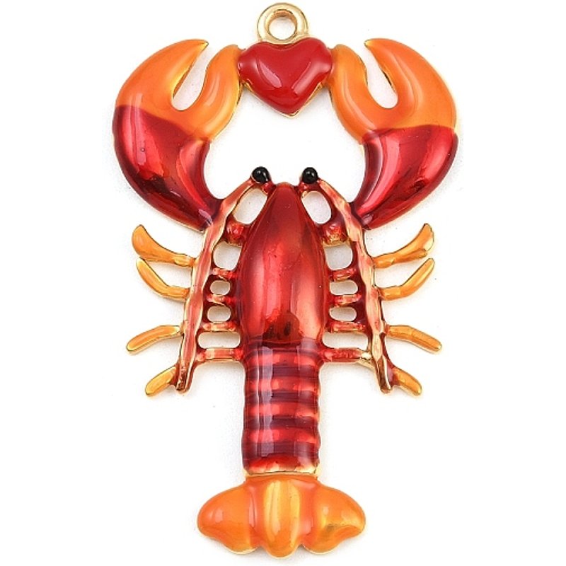 304 Stainless Steel Enamel Lobster Pendant, 18K Gold Plated — Charms & Pendants