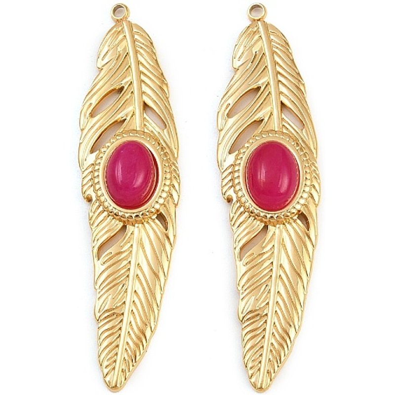 Charms en Jade Blanc Teinté avec Attaches en Acier Inoxydable 304 — Breloques et pendentifs