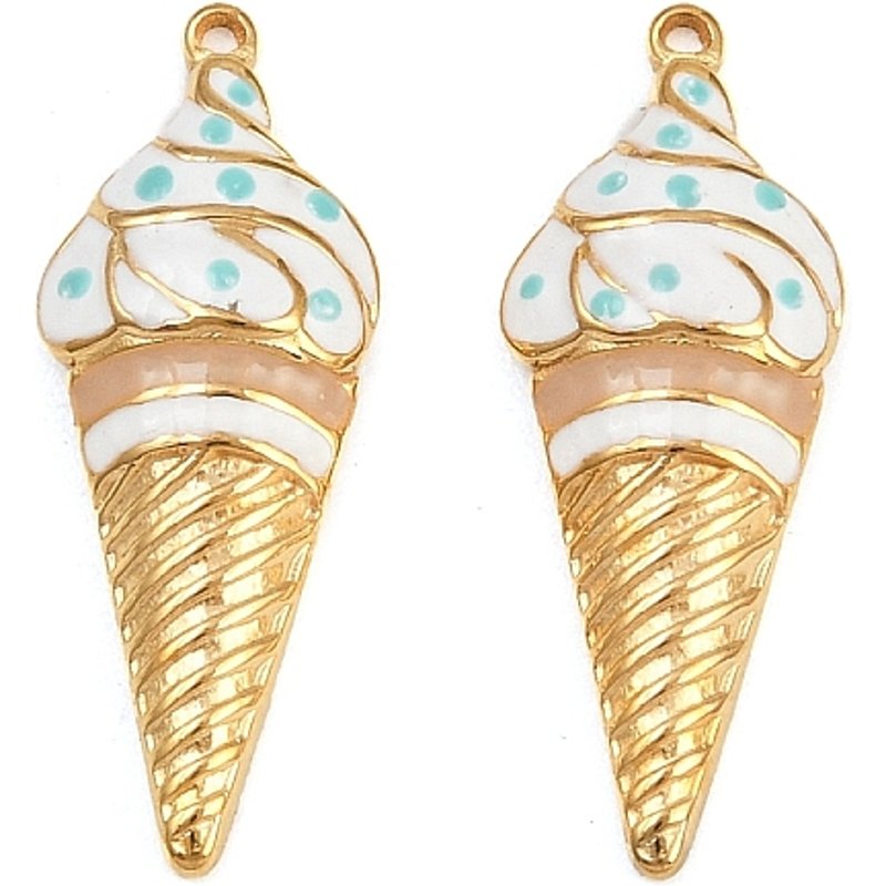 304 Stainless Steel Ice Cream Pendant with 18K Gold Plating — Charms & Pendants