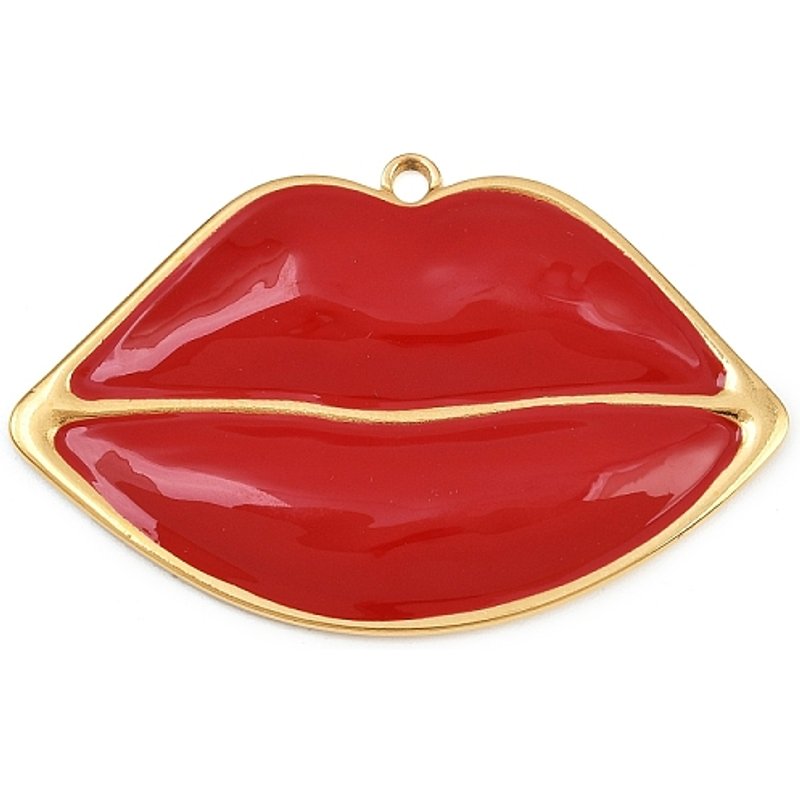 Pendentif en acier inoxydable 304 émaillé, lèvres, plaqué or 18K — Breloques et pendentifs