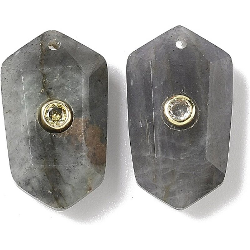 Pendentifs Facettés en Labradorite Naturelle avec Trouvailles en Laiton — Breloques et pendentifs