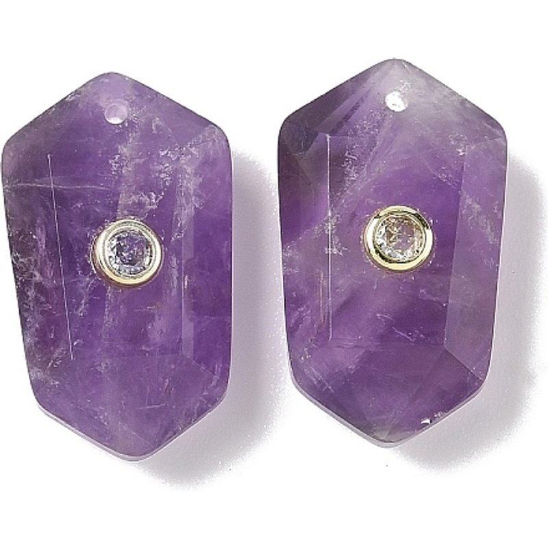Pendants facettés en améthyste naturelle avec fixations en micro pavé en laiton — Breloques et pendentifs
