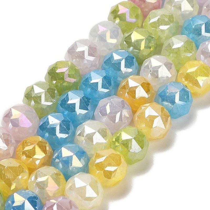 Brins de Perles en Verre Électroplaqué, Ronde Facettée Colorée 60pcs — Perles à bijoux