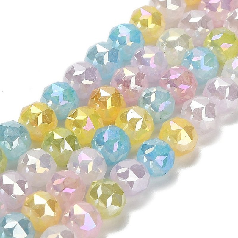 Brins de perles en verre électroplaqué, rondes facettées, 70pcs — Perles à bijoux