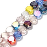 Electroplate Glass Beads Strands, Flat Round, Faceted, Mixed Colors — Jewelry Beads