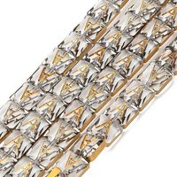 Brins de perles en verre électroplaqué, carré lettre A, facetté, doré — Perles à bijoux