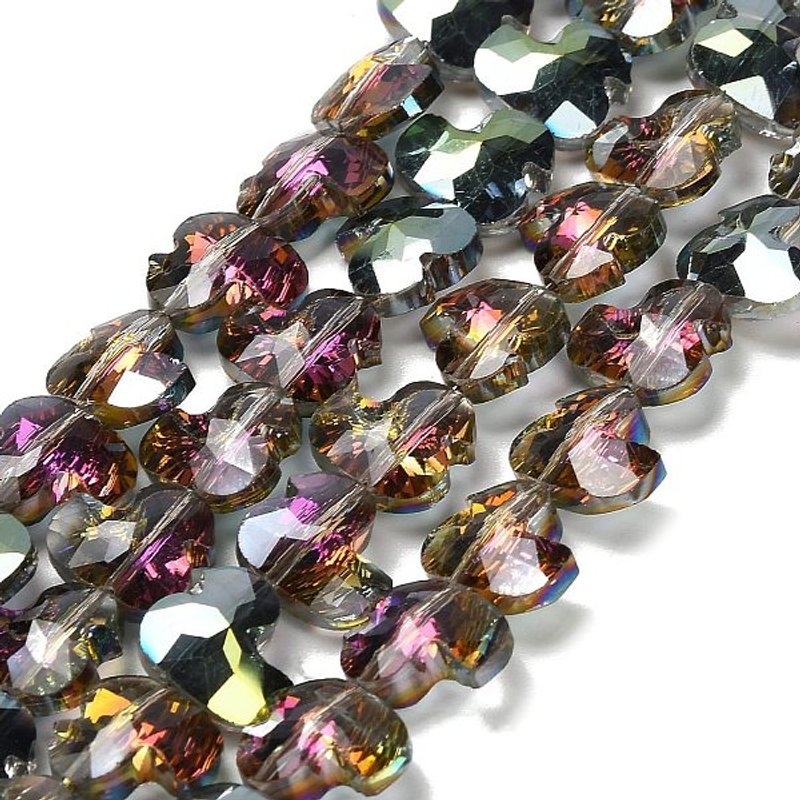 Brins de perles en verre électroplaqué, canard, facetté, café, 50pcs — Perles à bijoux