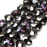 Brins de Perles en Verre Électroplaqué, Canard, Facetté, Noir, 50pcs — Perles à bijoux