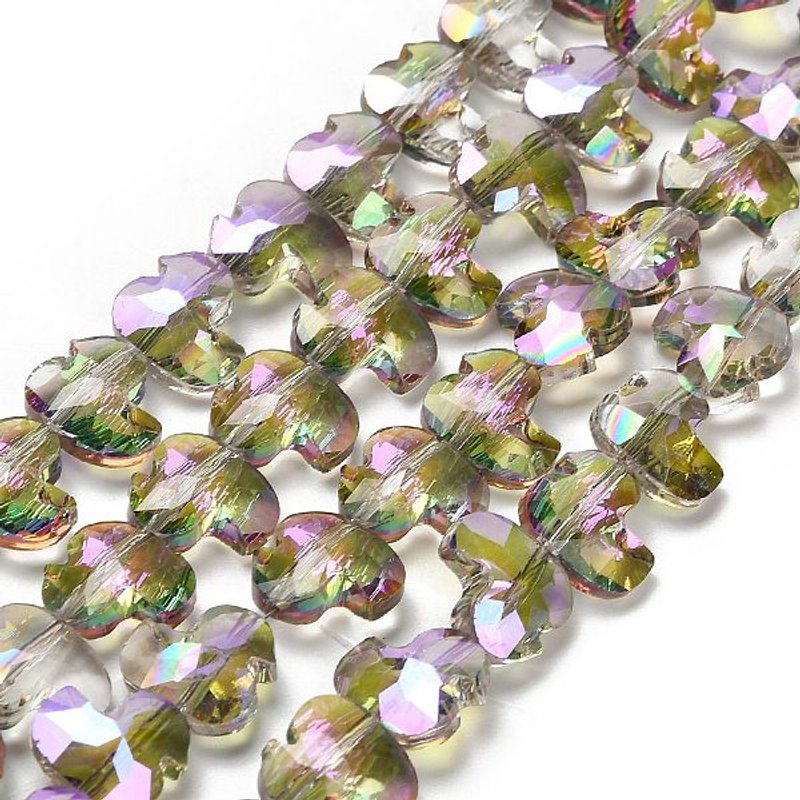 Fil de perles en verre électroplaqué, canard, facetté, prune, 50pcs — Perles à bijoux