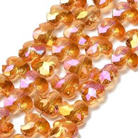 Brins de perles en verre électroplaqué, canard, facetté, orange foncé — Perles à bijoux