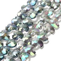 Electroplate Glass Beads Strands, Duck, Faceted, Medium Aquamarine