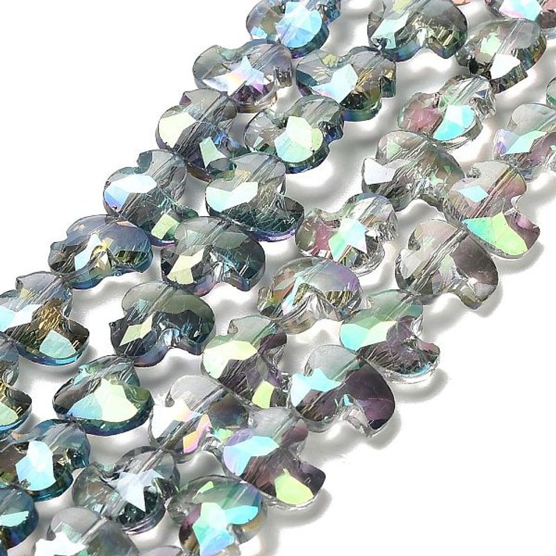 Brins de perles en verre électroplaqué, canard, facetté, aquamarine moyen — Perles à bijoux