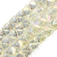Electroplate Glass Beads Strands, Triangle, Faceted, Light Yellow