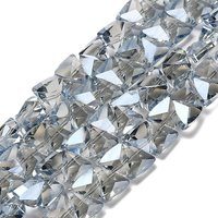Electroplate Glass Beads Strands, Triangle, Faceted, Light Steel Blue