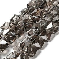 Fil de perles en verre électroplaquées, triangle, facettées, grises — Perles à bijoux