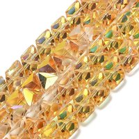 Electroplate Glass Beads Strands, Triangle, Faceted, Gold, 70pcs