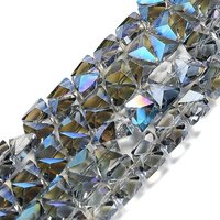 Electroplate Glass Beads Strands, Triangle, Faceted, Light Steel Blue