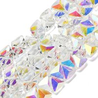 Brins de perles en verre électroplaqué, triangle, facetté, clair AB — Perles à bijoux