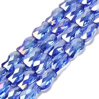 Electroplate Glass Beads Strands, Fish, AB Color, Cornflower Blue