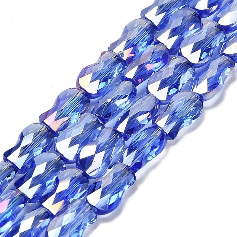 Brins de perles en verre électroplaqué, poisson, couleur AB, bleu myosotis — Perles à bijoux
