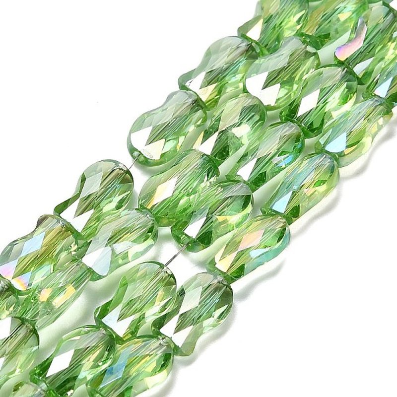 Brins de Perles en Verre Électroplaqué, Poisson, Couleur AB, Vert Clair — Perles à bijoux