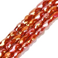 Brins de perles en verre électroplaqué, poisson, couleur AB, facettées, rouge orangé — Perles à bijoux