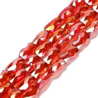 Brins de perles en verre électroplaqué, poisson, couleur AB, facetté, rouge — Perles à bijoux