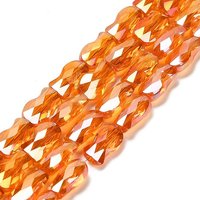 Brins de perles en verre électroplaqué, poisson, couleur AB, facettées, orange — Perles à bijoux