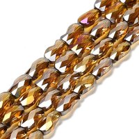 Brins de perles en verre électroplaqué, poisson, couleur AB, facetté, doré foncé — Perles à bijoux