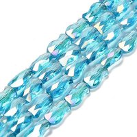Brins de perles en verre électroplaqué, poisson, couleur AB, turquoise foncé — Perles à bijoux
