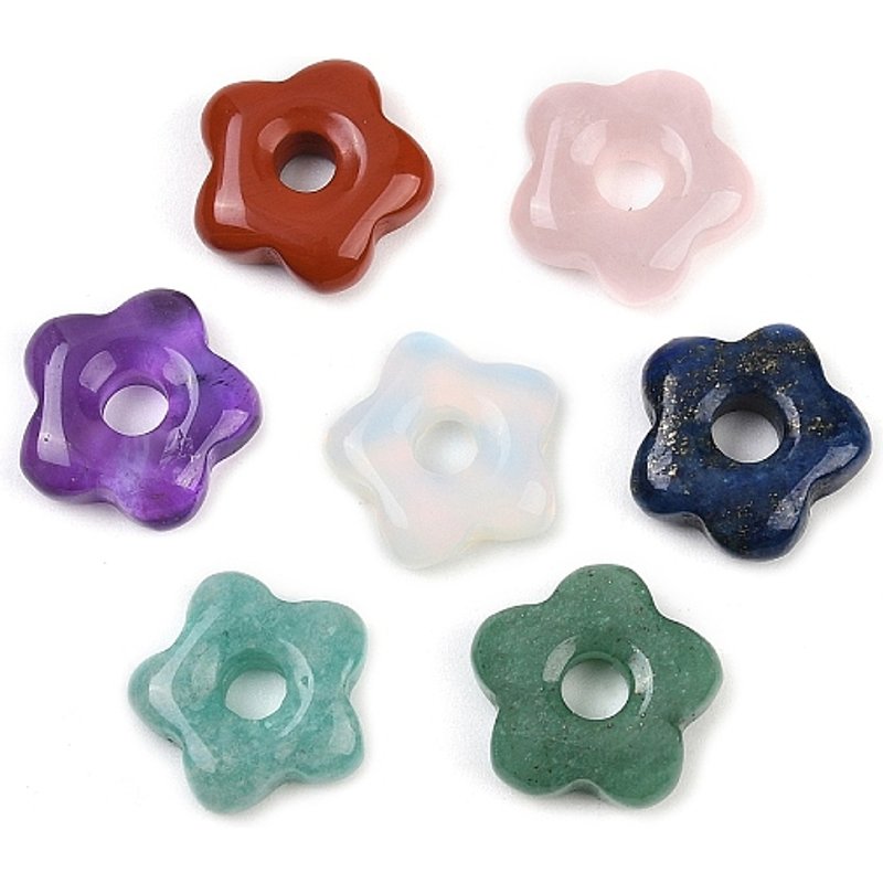 Charms en Fleurs en Opalite, Lapis Lazuli, Quartz Rose et Plus