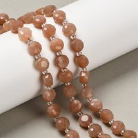 Brins de Perles de Pierre de Soleil Naturelle, Ronde Plate, Facettée, 19-21pcs — Perles à bijoux