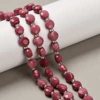 Natural Rhodonite Beads Strands, Flat Round and Faceted — Jewelry Beads