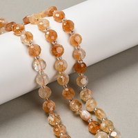 Brins de Perles de Citrine Naturelle, Ronde Plate Facettée, 19-21pcs — Perles à bijoux