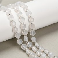 Fil de perles en agate blanche naturelle, rondes plates, facettées, 19-21pcs — Perles à bijoux