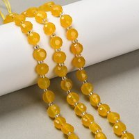 Fil de perles d'agate jaune naturel, rond plat facetté, 19-21pcs — Perles à bijoux