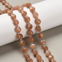 Fil de perles de soleil naturel, rond plat facetté, 40-41pcs — Perles à bijoux