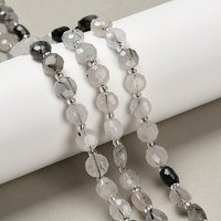 Natural Tourmalinated Quartz and Black Rutilated Quartz Beads Strands