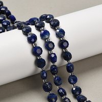 Brins de perles en lapis-lazuli naturel, ronds plats, facettés, 40-41pcs — Perles à bijoux