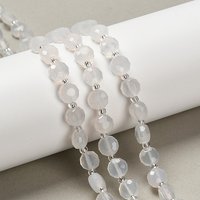 Brins de Perles d'Agate Blanche Naturelle, Ronde Plate, Facettée — Perles à bijoux