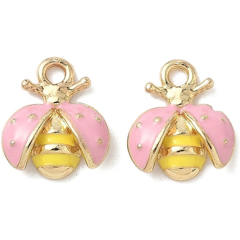 Charm en alliage émaillé, coccinelle dorée claire, sans cadmium — Breloques et pendentifs