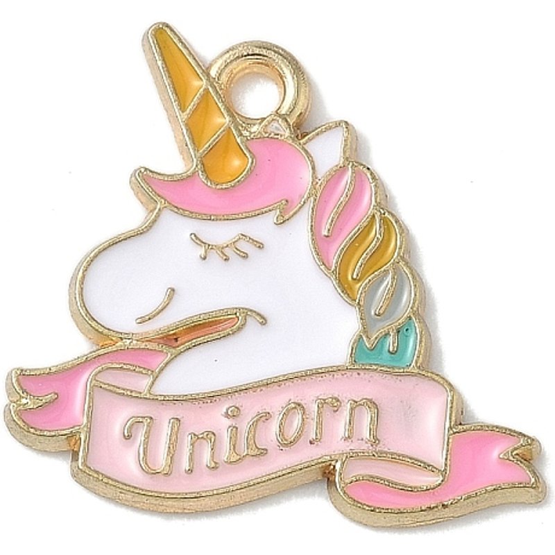 Pendentif en Émail en Alliage, Licorne en Or Clair et Rose — Breloques et pendentifs