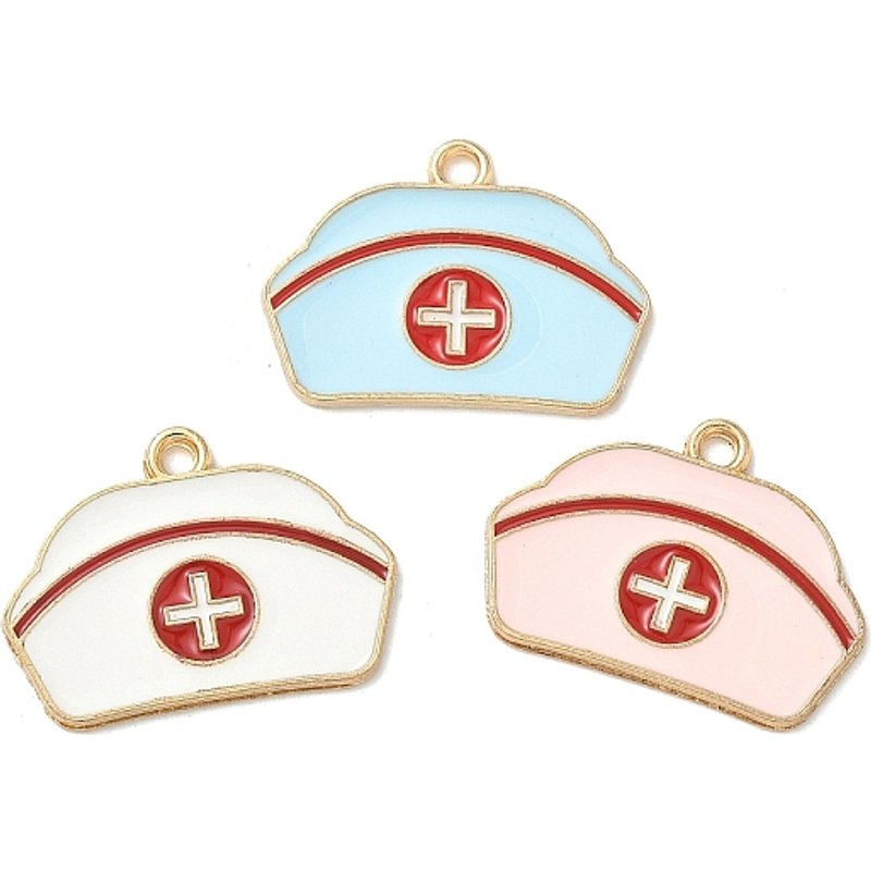 Pendentif en Émail Alliage en Forme de Bonnet d'Infirmière en Or Clair — Breloques et pendentifs