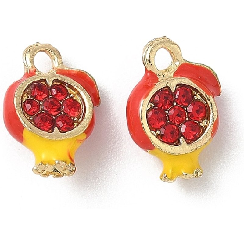 Charms en alliage avec strass et émail en or clair et grenade — Breloques et pendentifs