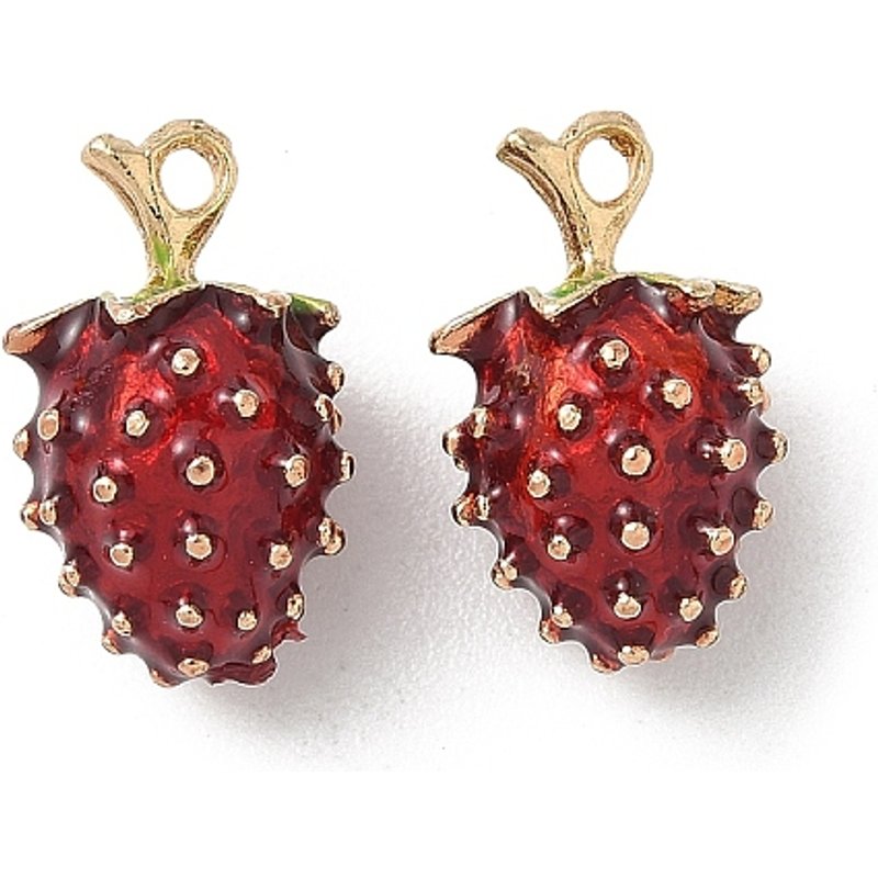 Pendentif en Émail Alliage Fraise Doré Clair, Sans Cadmium, Nickel, Plomb — Breloques et pendentifs