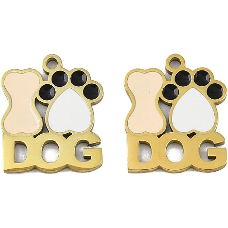 304 Stainless Steel Paw Print Charms with 18K Gold Plating — Charms & Pendants