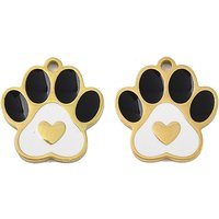 Charms en Acier Inoxydable 304 en Forme de Patte avec Plaquage en Or 18K